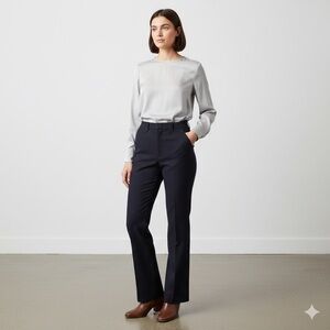 THE GREAT. Western Wool Blend Bootcut Navy Blue Dress Pants Size 25